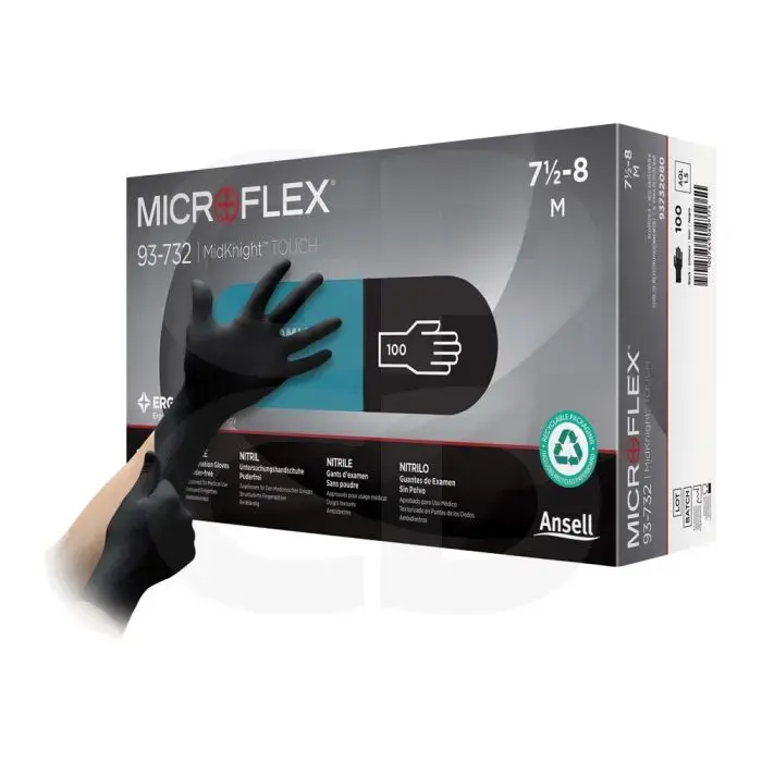 Boite de 100 gants nitrile MICROFLEX Midknight Touch ANSELL taille L