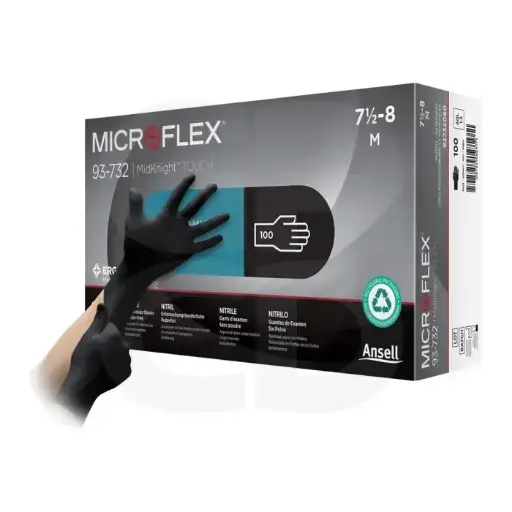 Boite de 100 gants nitrile MICROFLEX Midknight Touch ANSELL taille XL